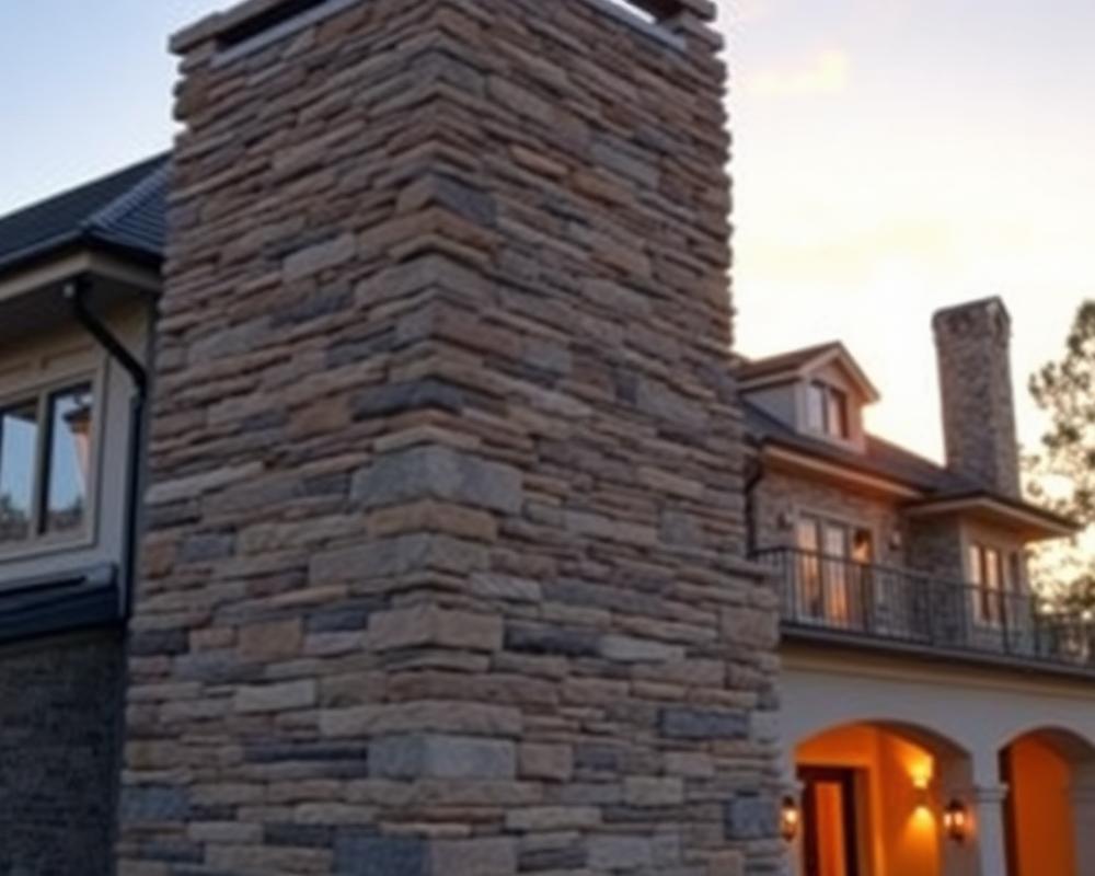 Stacked Stone Chimney